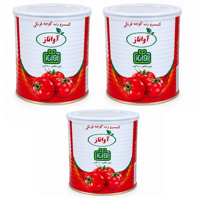 رب گوجه فرنگی آواناز  - 800 گرم بسته 3 عددی