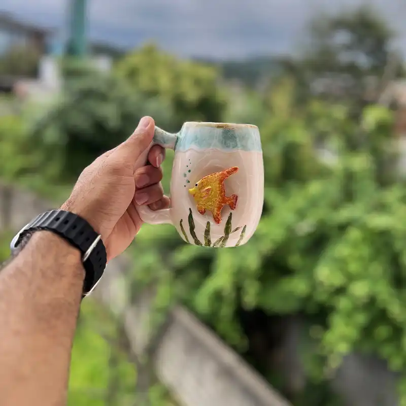 لیوان سرامیکی طرح Fish مدل 3D