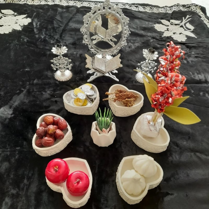 هفت سین مدل قلب گلی مجموعه شش عددی