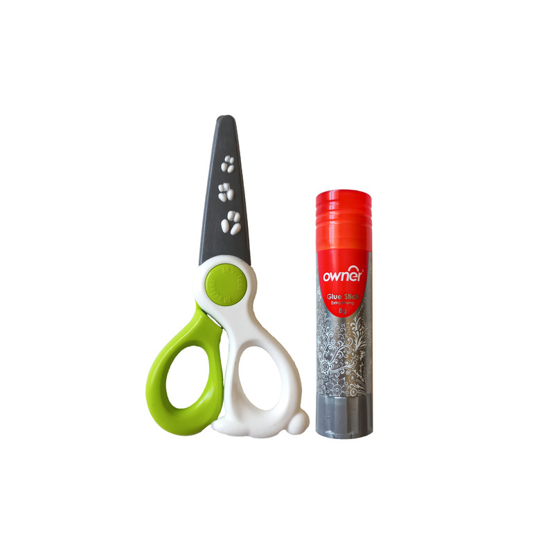 قیچی ساده مدل بدون تیغه کیدی کات به همراه چسب ماتیکی