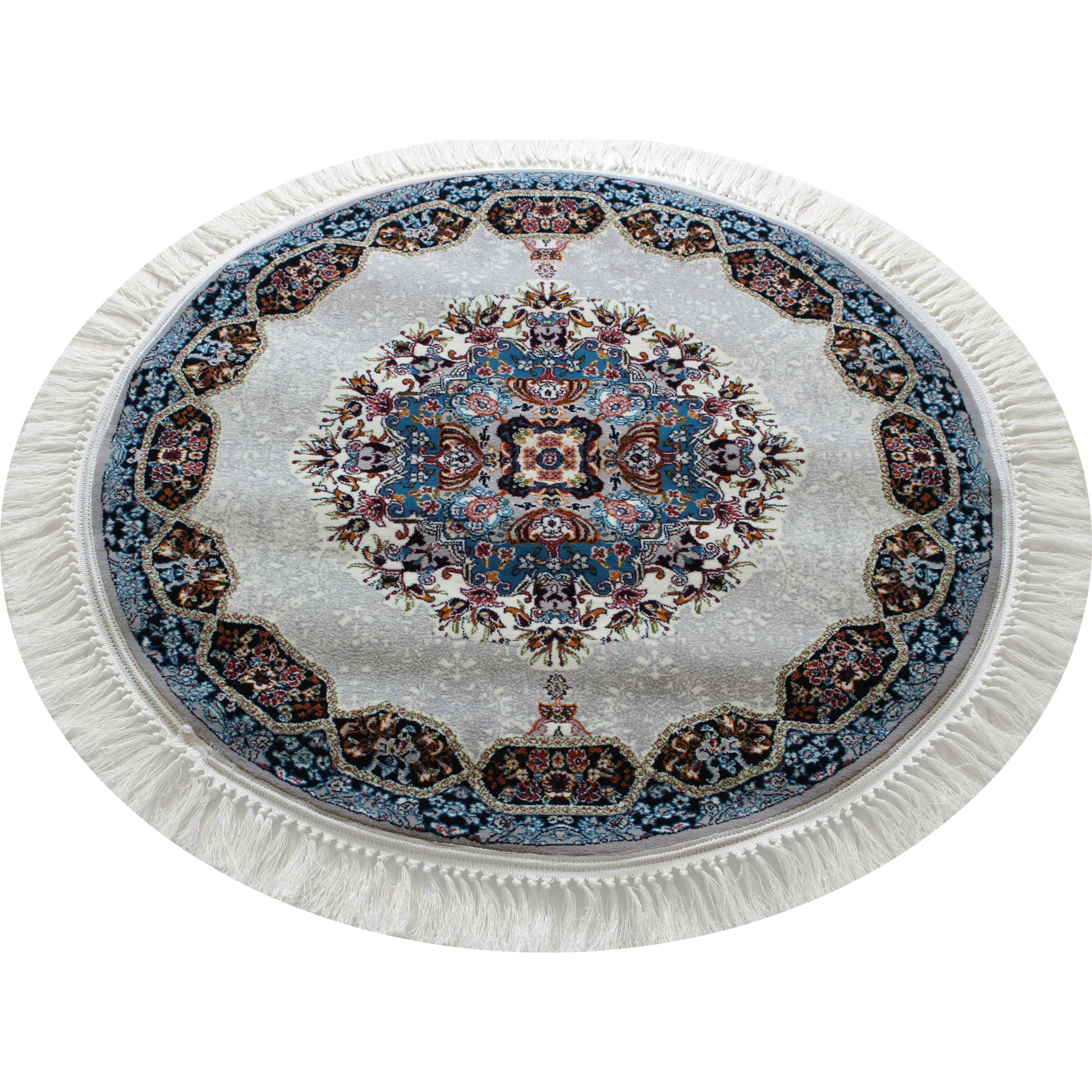 فرش ماشینی مدل دایره طرح هالیدی زمینه فیلی