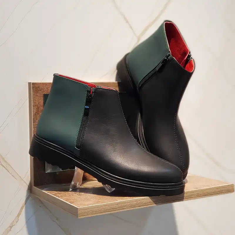 نیم بوت زنانه مدل چرم طبیعی کد 00165t.k رنگ مشکی