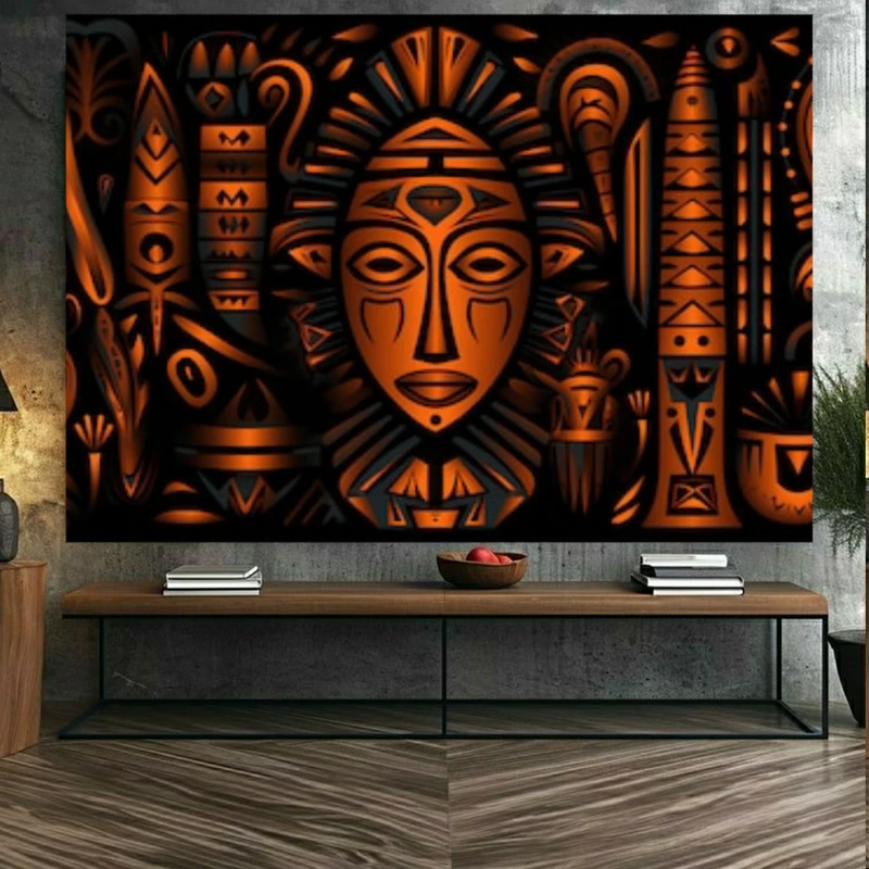 تابلو بوم طرح مخمل قبیله ای مدل باستانی کد BK23456