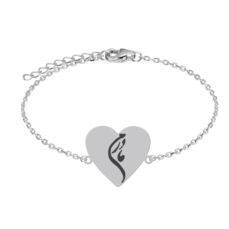 دستبند زنجیری زنانه هایکا طرح مادرم و قلب کد zd.jh 14