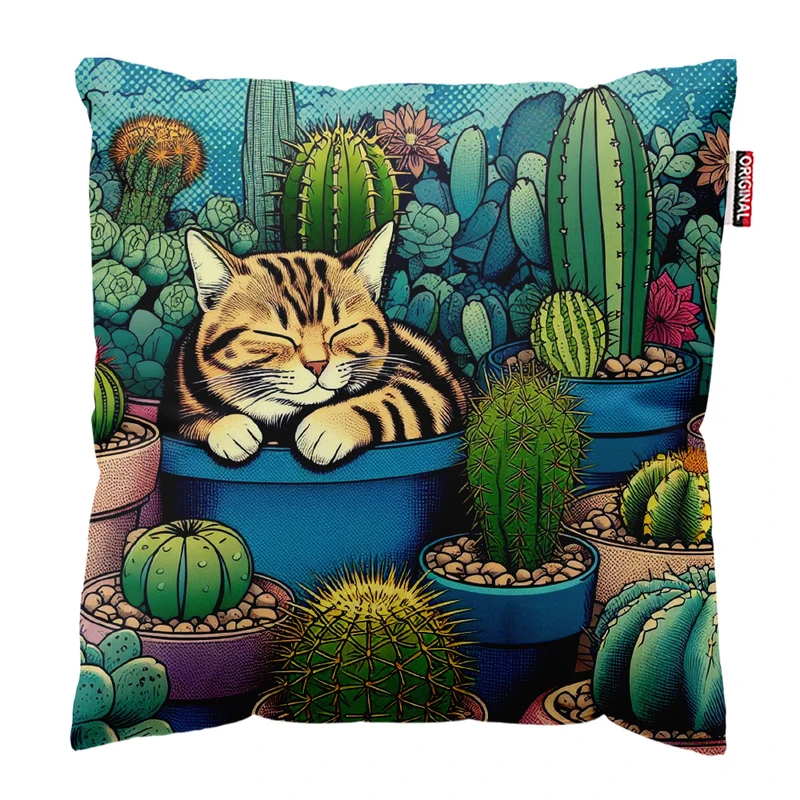 کوسن پاد آفرین مدل گربه کیوت بامزه فانتزی کد PK401813 سایز 40*40 سانتی متر