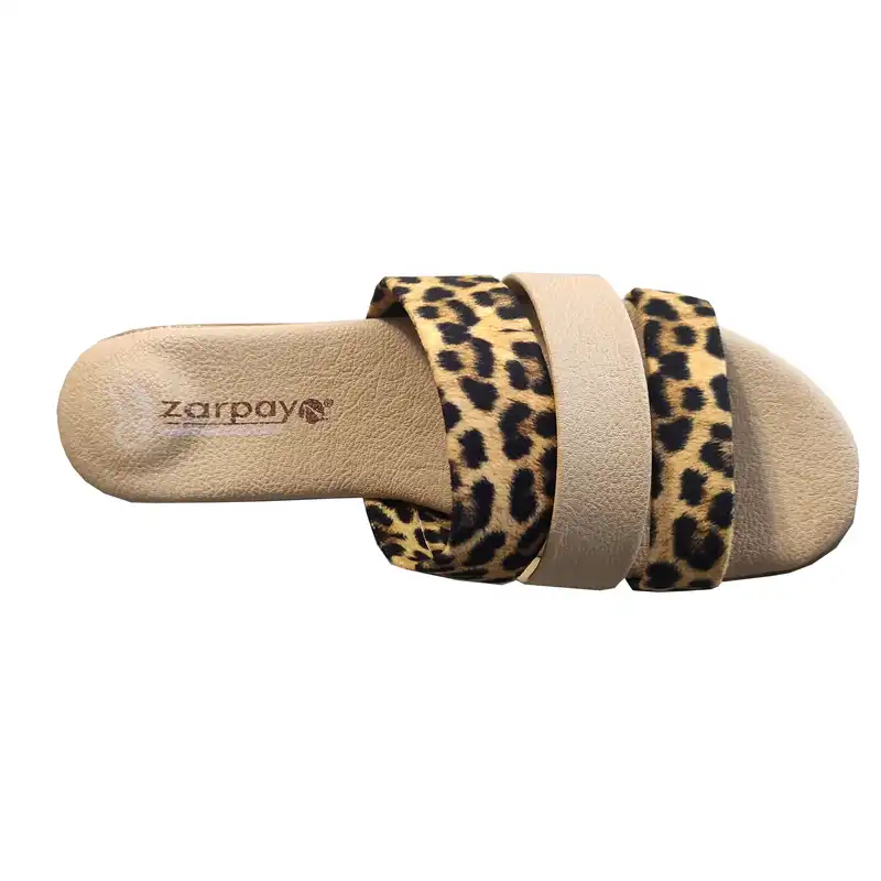 دمپایی زنانه زرپای مدل 5-561 پلنگی رنگ کرم