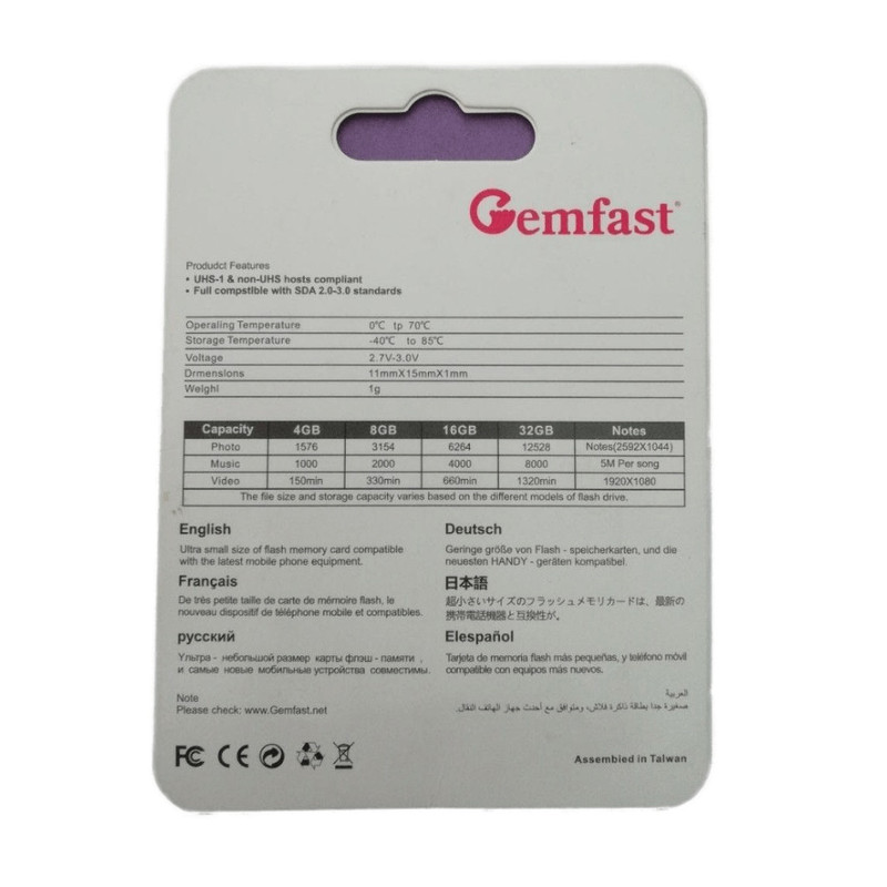 کارت حافظه microSD جم فست مدل HC کلاس 10 استاندارد SDA2.0-3.0 سرعت 65MBps ظرفیت 8 گیگابایت به همراه آداپتور SD