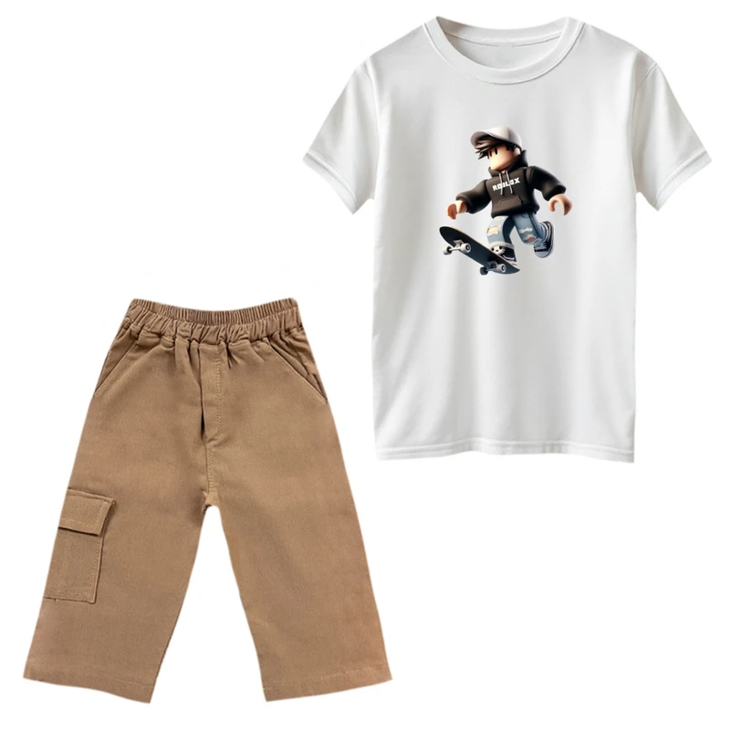 ست تی‌شرت و شلوارک پسرانه مدل روبلاکس کد 4