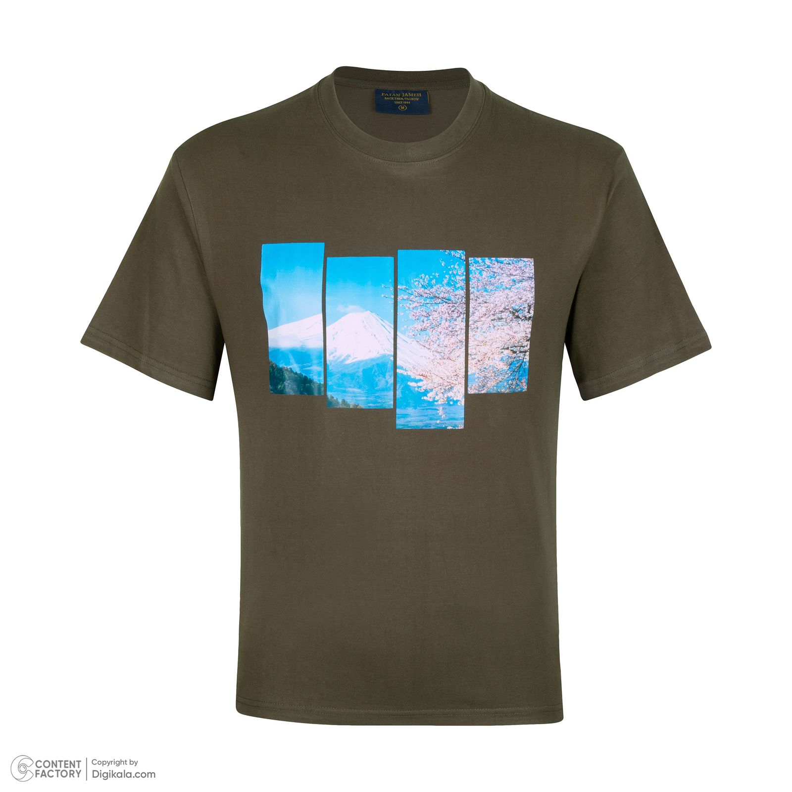 تی شرت آستین کوتاه مردانه پاتن جامه مدل  نخی 331621030002999 رنگ سبز تیره -  - 7