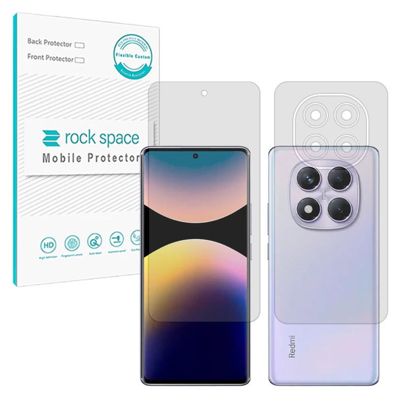 محافظ صفحه نمایش مات راک اسپیس مدل Resistant مناسب برای گوشی موبایل شیائومی Redmi Note 14 Pro 4G به همراه محافظ پشت گوشی