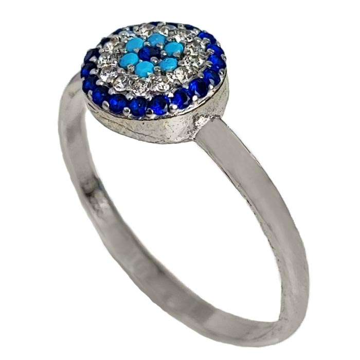 انگشتر نقره زنانه مدل چشم نظر تک چشم کد RS2039