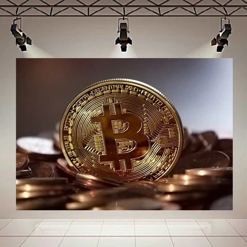 تابلو بوم طرح مخمل ارز دیجیتال مدل بیت کوین کد AR304838