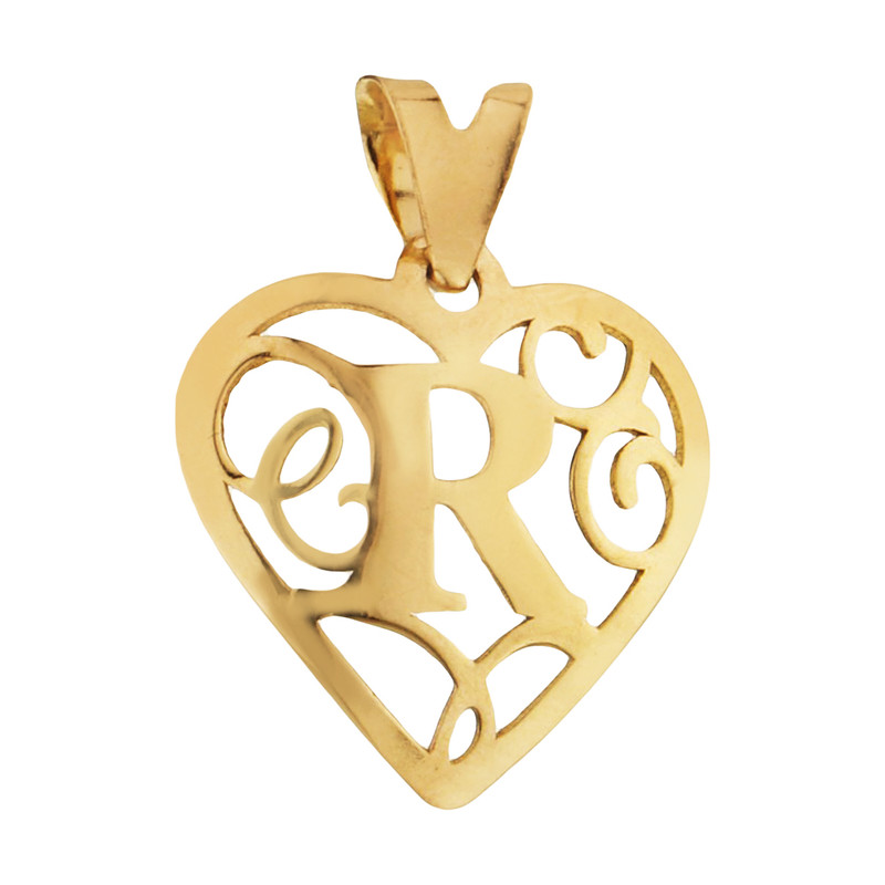 آویز گردنبند طلا 18 عیار زنانه مایا ماهک مدل MM1477 طرح حرف لاتین R و قلب