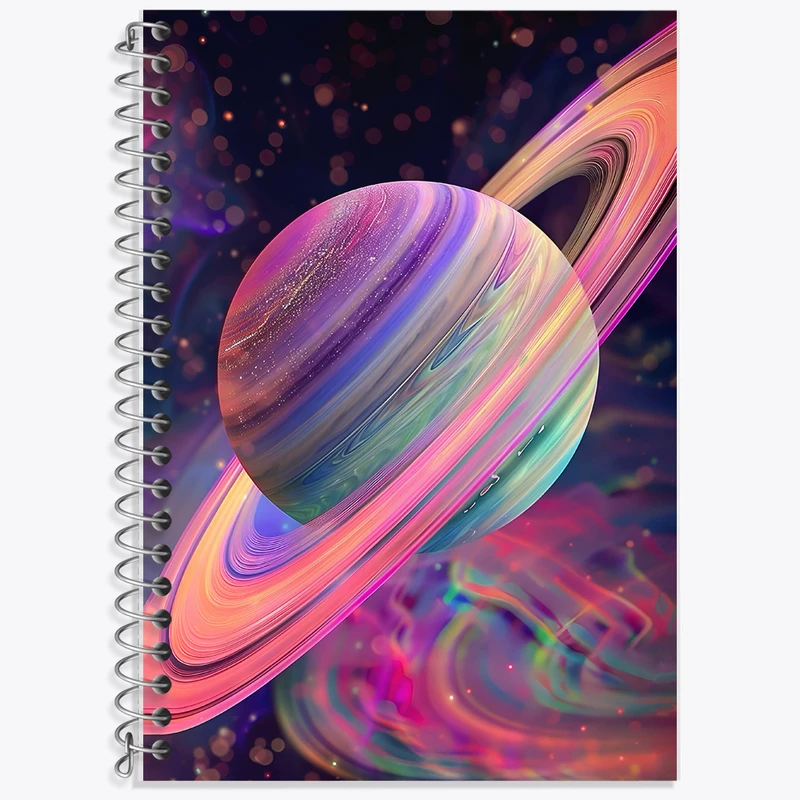 دفتر زبان 50 برگ خندالو مدل دو خط طرح کهکشان (galaxy) کد F7009