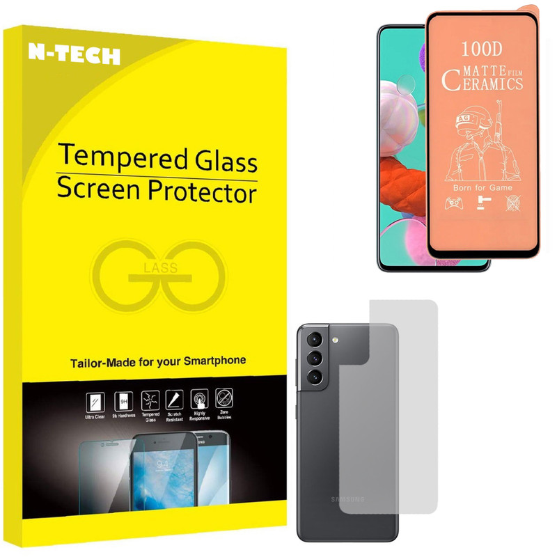  محافظ صفحه نمایش سرامیکی مات انتک مدل CRBKM-01 مناسب برای گوشی موبایل سامسونگ Galaxy S21 Plus به همراه محافظ پشت گوشی 