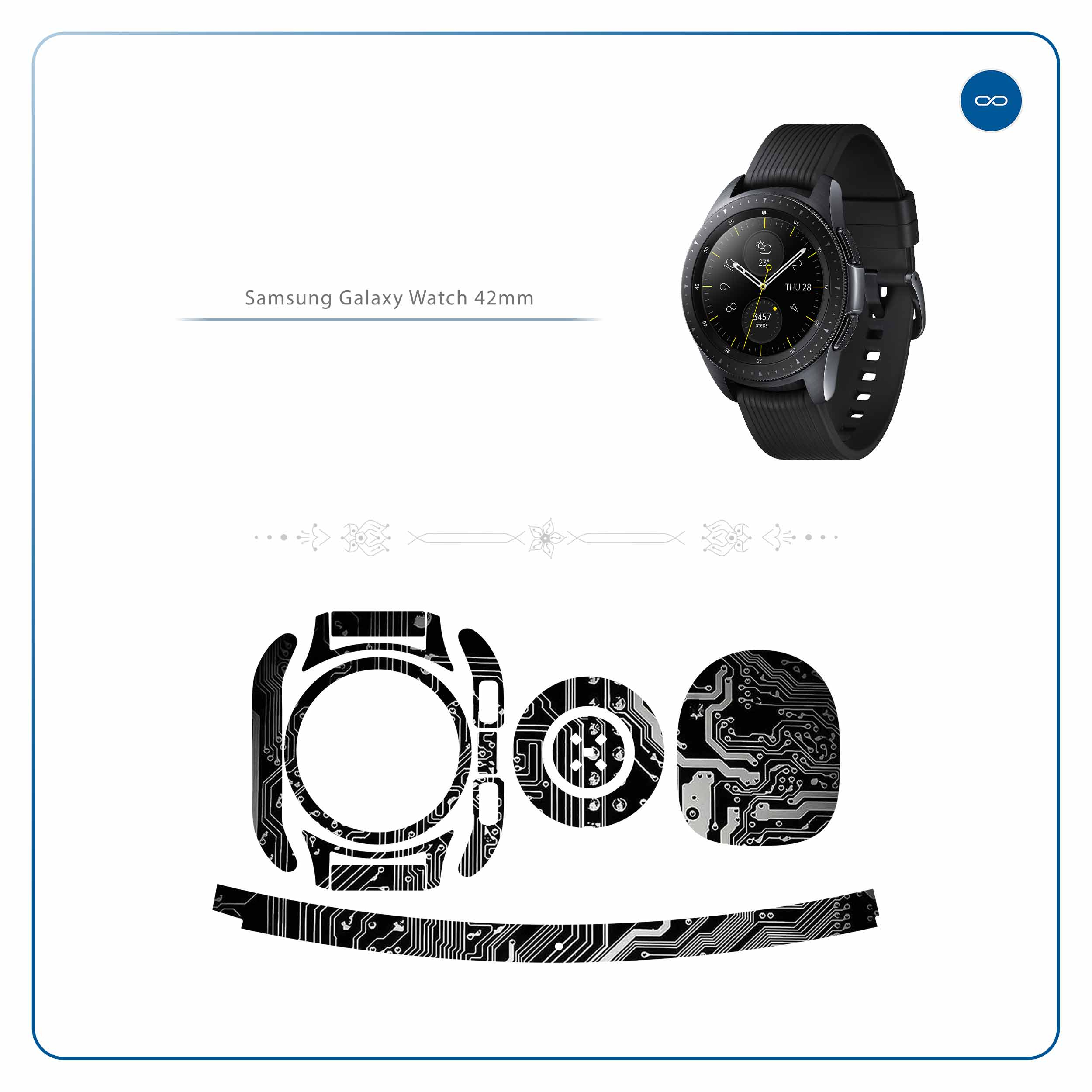 برچسب ماهوت طرح Black-Printed-Circuit-Board مناسب برای ساعت هوشمند سامسونگ Galaxy Watch 42mm