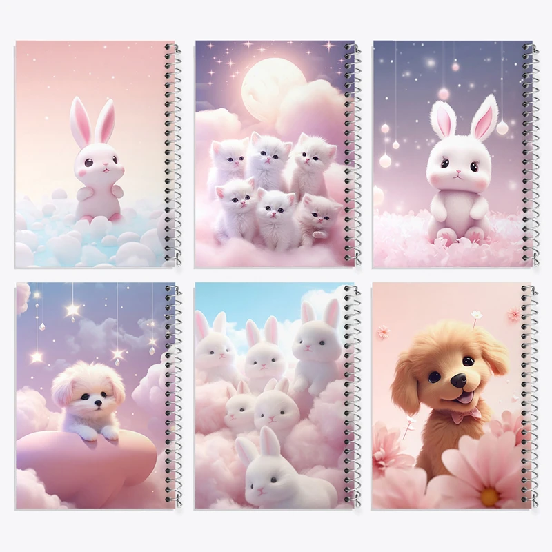 دفتر مشق 100 برگ خندالو طرح حیوانات کیوت کد 876 مجموعه 6 عددی