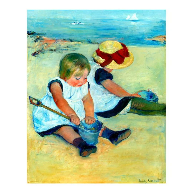 پوستر مدل  بچه‌ها در ساحل بازی می‌کنند