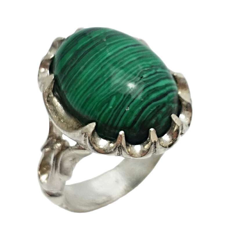 انگشتر نقره مردانه مدل مالاکیت کد 3538146