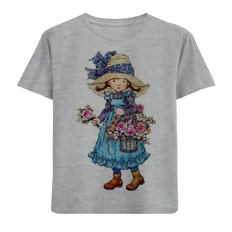 تی شرت آستین کوتاه بچگانه مدل دختر وسبدگل F567