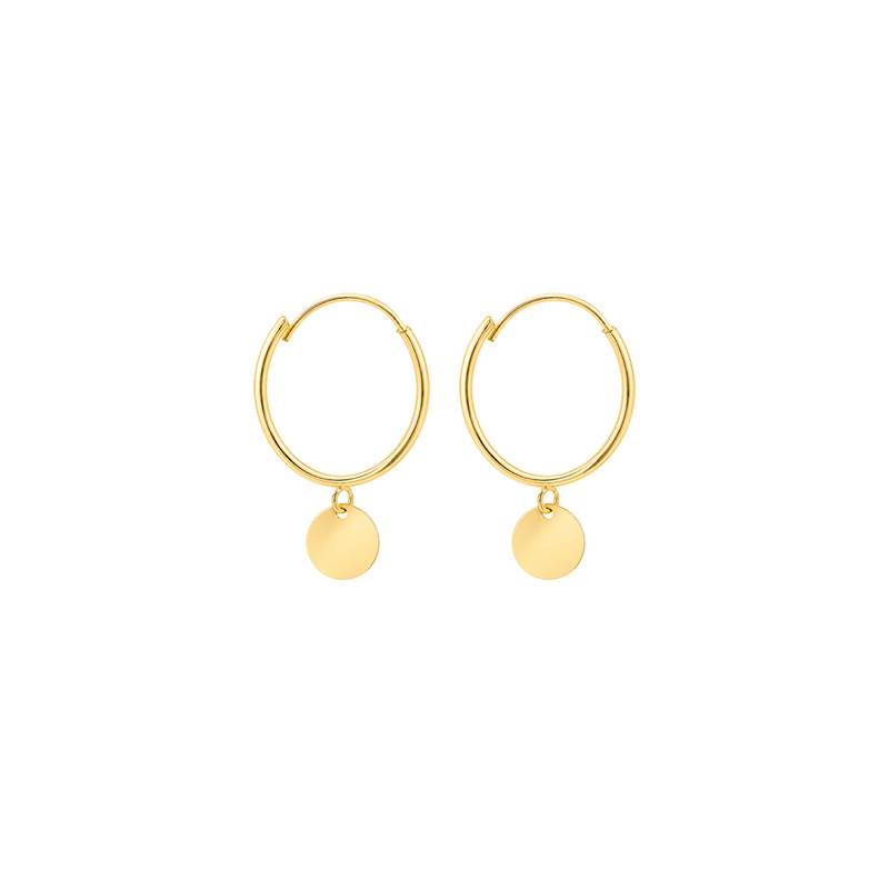 گوشواره حلقه ای طلا زنانه ۱۸ عیار طلا جواهر مان گالری مدل آویز پولک کد EA01-0039000 