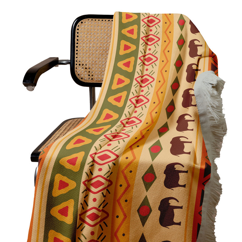 شال مبل طرح دسته فیل ها کد Q2SH1050 سایز 98x180 سانتی متر