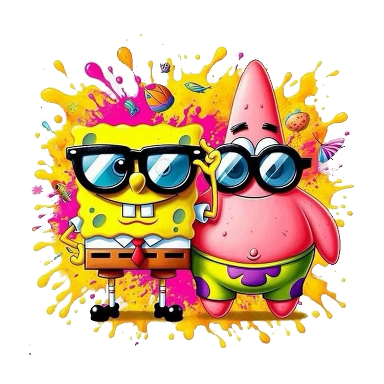 استیکر پارچه و لباس پاد آفرین مدل باب اسفنجی و پاتریک کد 375