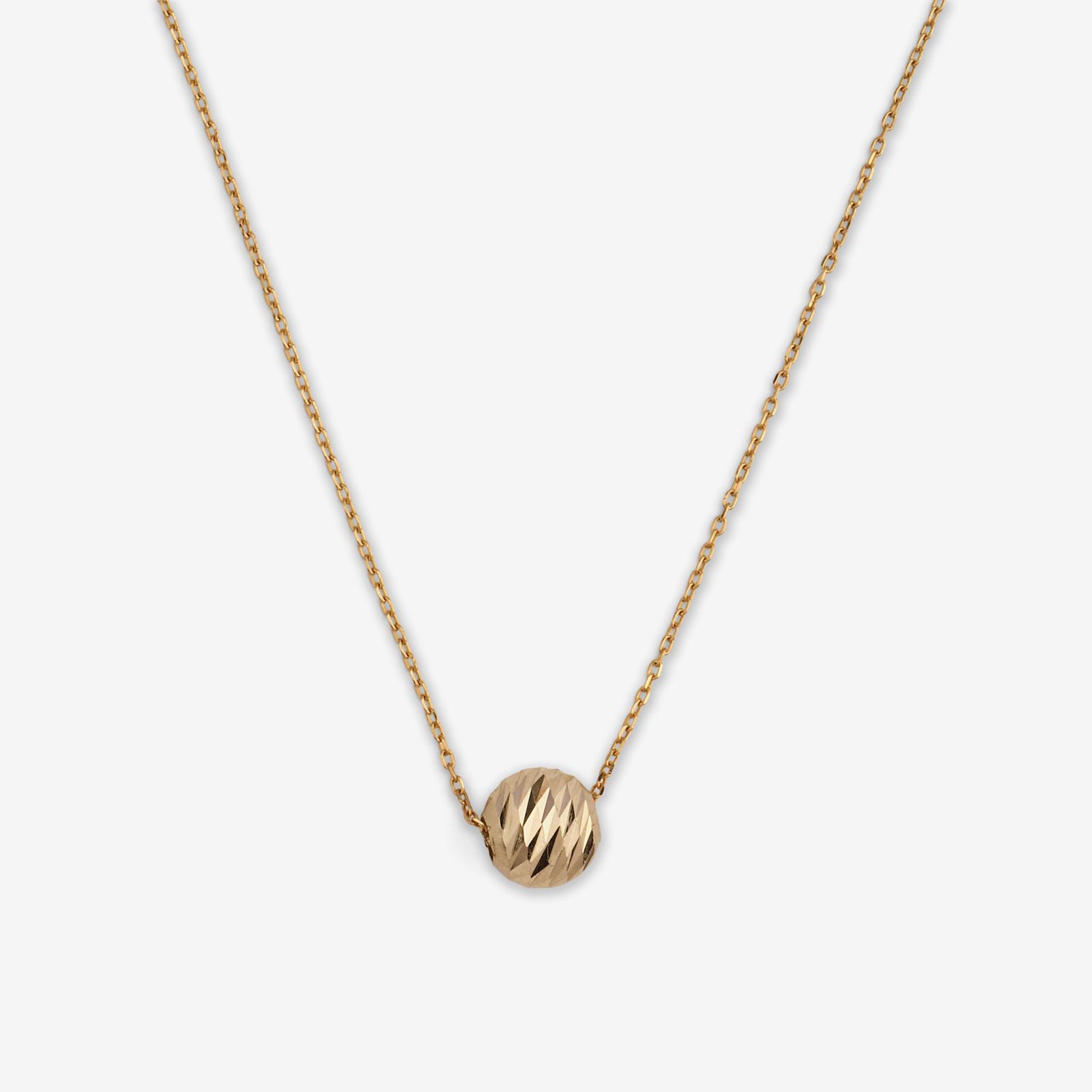 گردنبند طلا 18 عیار زنانه با زنجیر حلقه‌ای (فلامینگو) وی گالری مدل تک گوی تراش کد NC3634 -  - 1