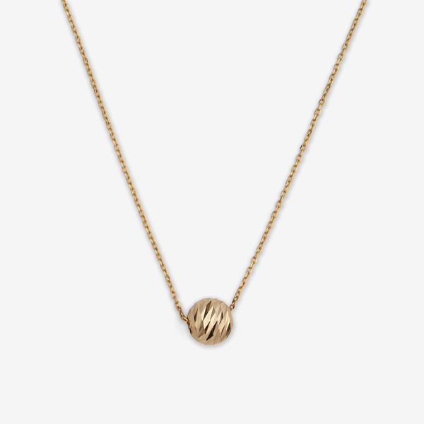 گردنبند طلا 18 عیار زنانه با زنجیر حلقهای (فلامینگو) وی گالری مدل تک گوی تراش کد NC3634