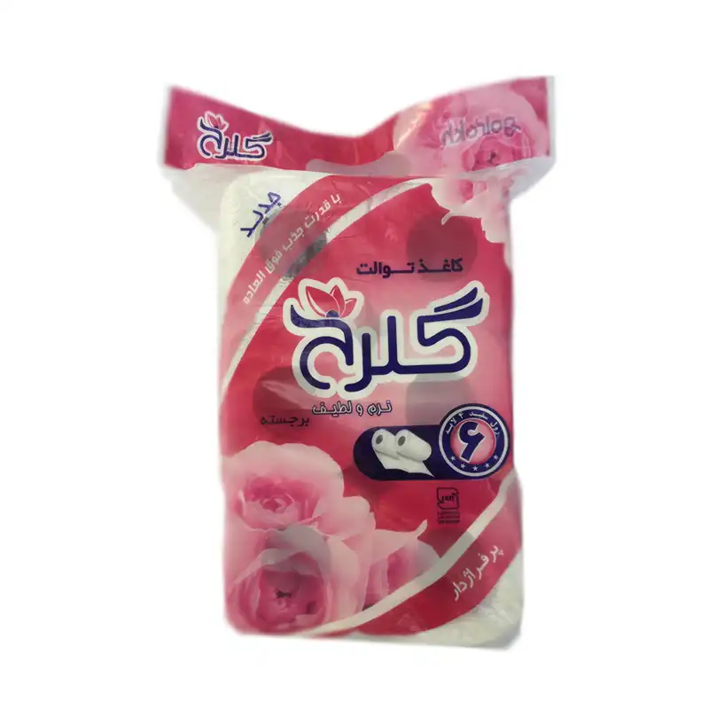 دستمال توالت گلرخ مدل رز بسته 6 عددی