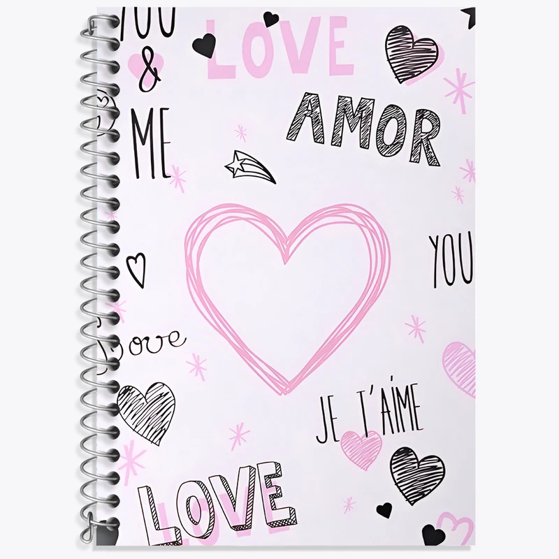دفتر زبان 50 برگ خندالو مدل سه خط طرح Love کد N2732