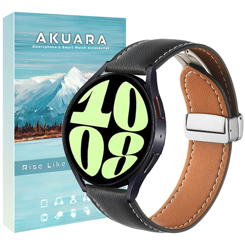  بند آکوآرا مدل Leathery Magnet AK مناسب برای ساعت هوشمند میبرو Mibro Lite 2 / Lite 3
