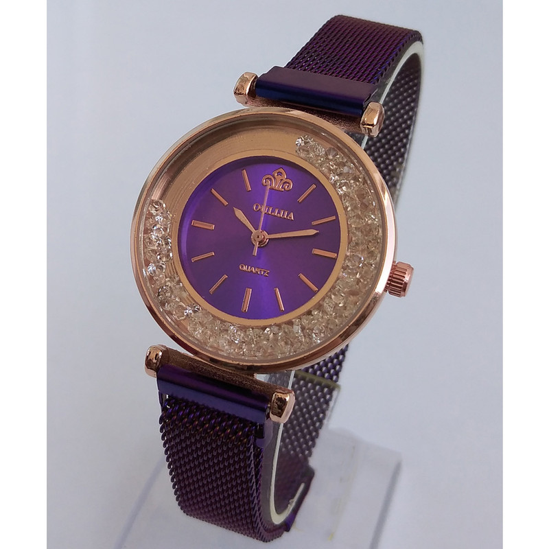 ساعت مچی عقربه ای دخترانه مدل مگنتی دور شنی کد 3299