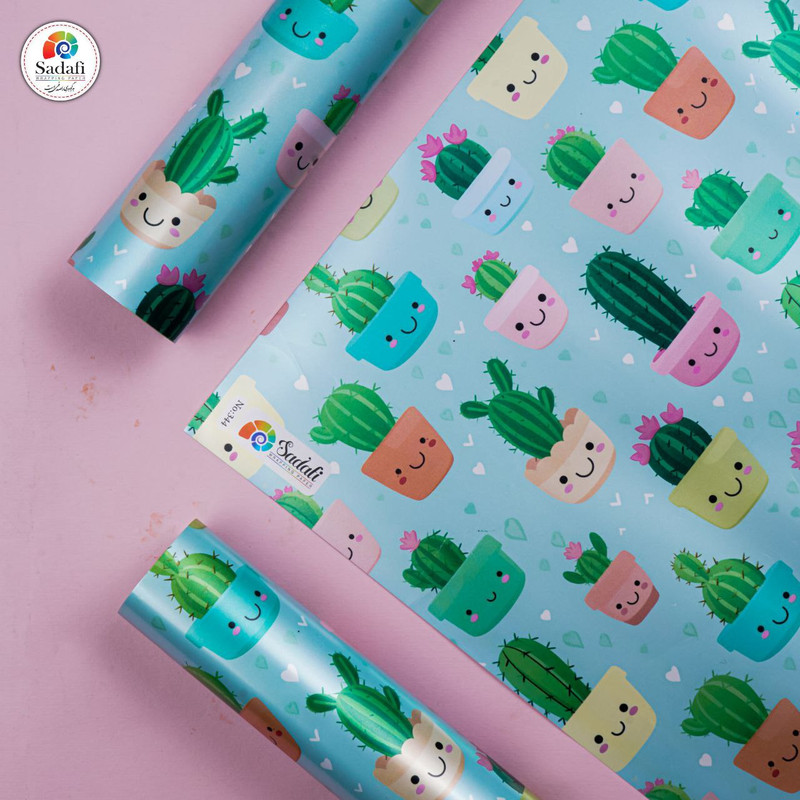 کاغذ کادو  طرح کاکتوسها بسته 2 عددی