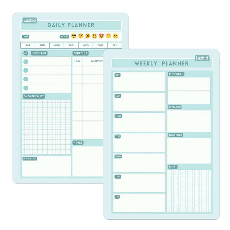 تخته وایت برد لاژید طرح پلنر روزانه و هفتگی مدل آهنربایی سایز 20X30 سانتیمتر مجموعه 2 عددی