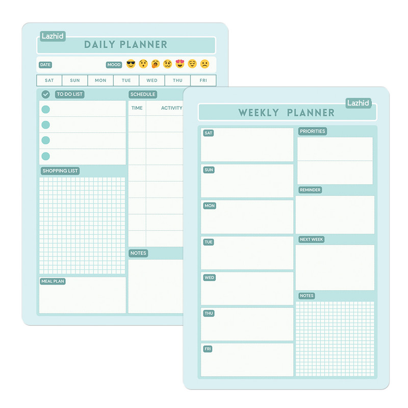 تخته وایت برد لاژید طرح پلنر روزانه و هفتگی مدل آهنربایی سایز 20X30 سانتیمتر مجموعه 2 عددی