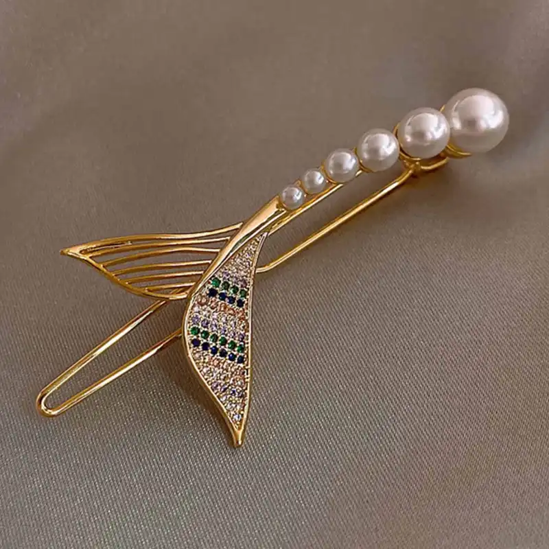 گیره مو زنانه مدل پری دریایی نگینی کد 00535