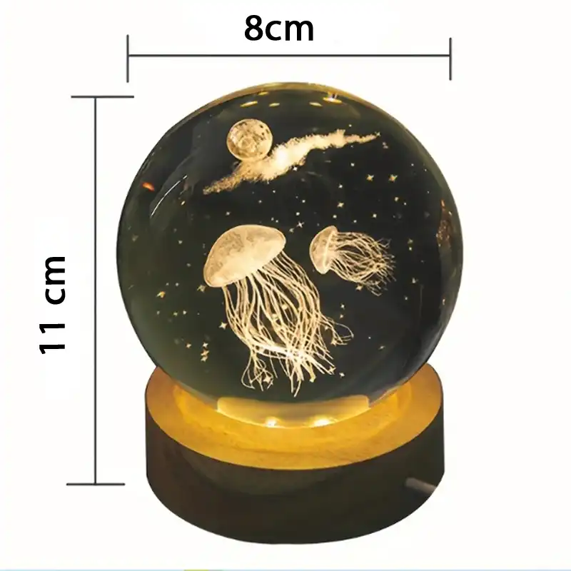 چراغ خواب مدل گوی کریستالی طرح عروس دریایی