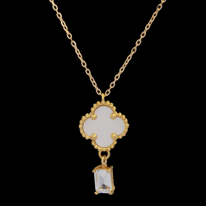 گردنبند طلا 18 عیار زنانه با طرح حلقهای (فلامینگو) طلای مستجابی مدل ونکلیف صدف کد 1023