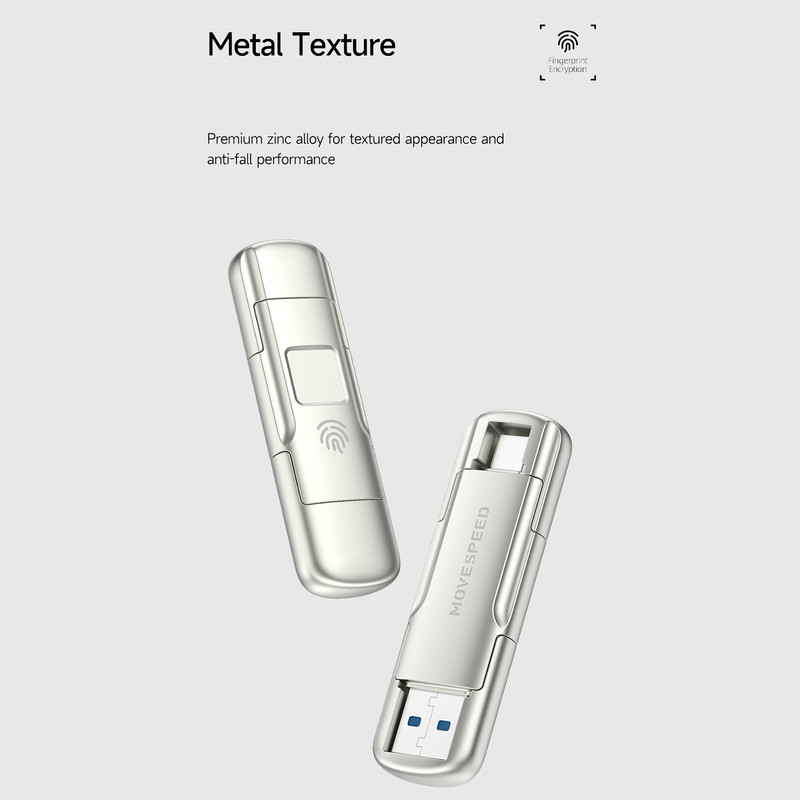 اس اس دی اکسترنال موو اسپید مدل FINGERPRINT SMD USB3.2 Type-C Flash ظرفیت 256 گیگابایت