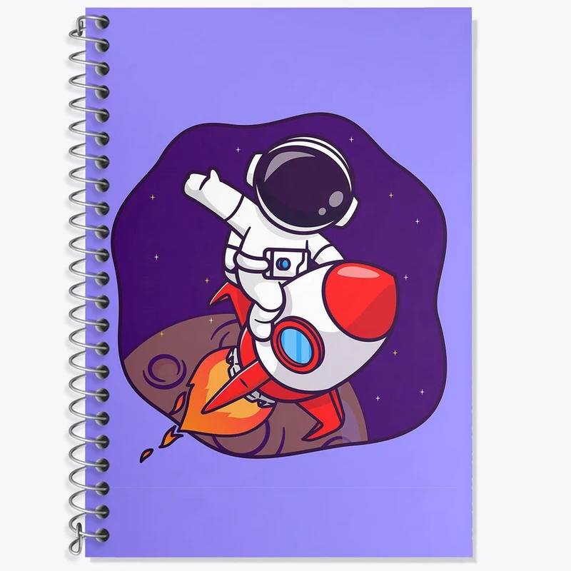 دفتر زبان 50 برگ خندالو مدل دو خط طرح فضانورد کد 25118