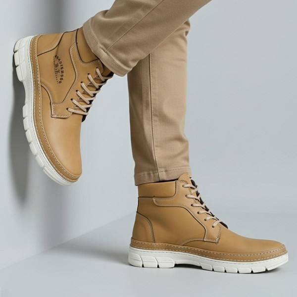 نیم بوت مردانه مدل گاندی طبی کد T.j رنگ خردلی