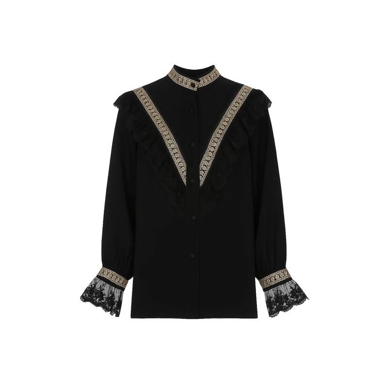 شومیز آستین بلند یقه ایستاده زنانه مدل گیسو