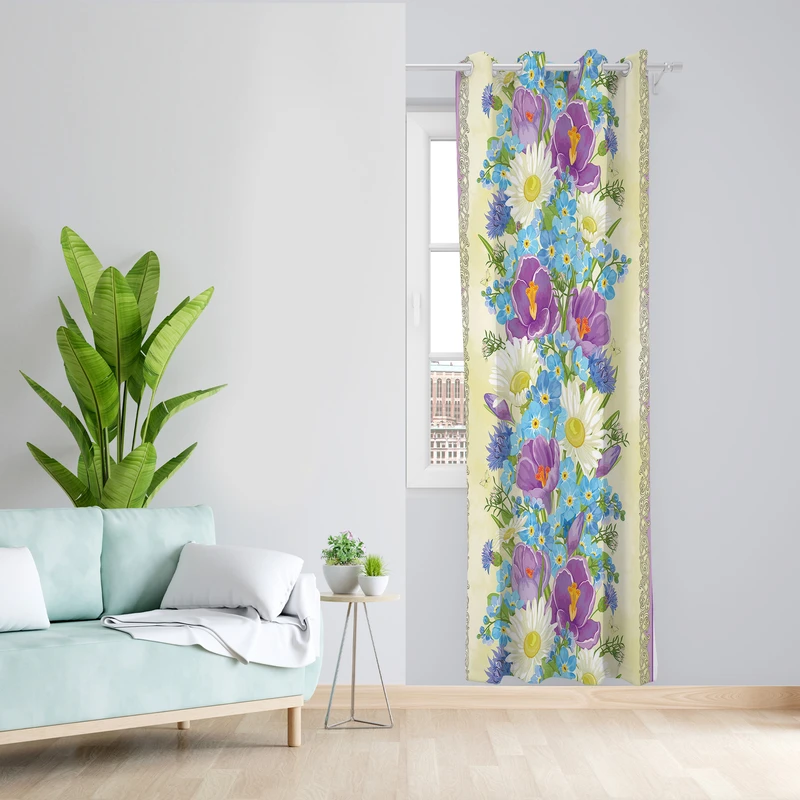 پرده طرح گل مدل مخمل پانچی کد L 418-419 Z سایز 140x200 سانتی متر