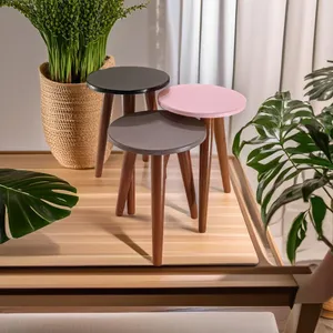 میز عسلی دایره مدل لیون 323 کد37 مجموعه سه عددی