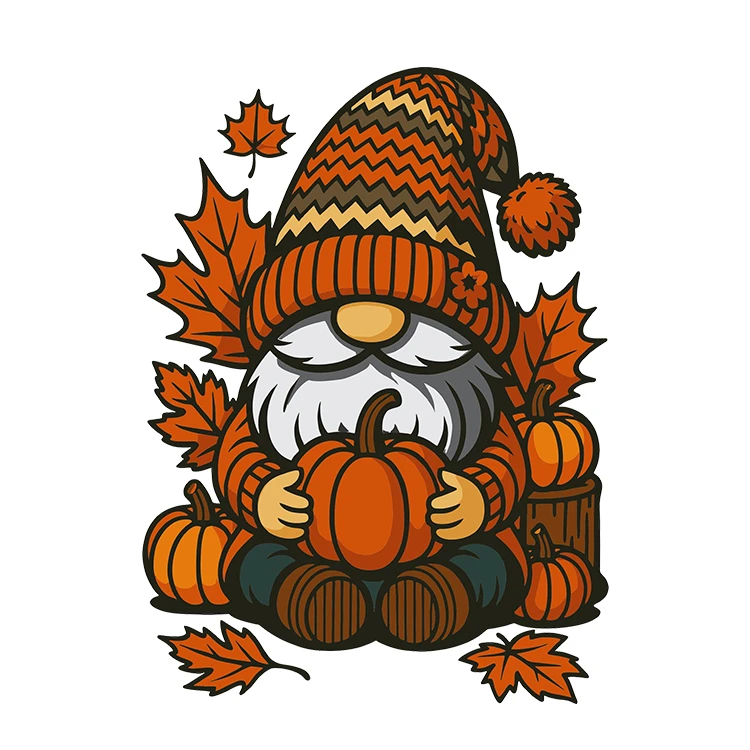 استیکر پارچه و لباس پاد آفرین مدل پاییز طرح عروسکی کدو تنبل آفتابگردان کد S3116