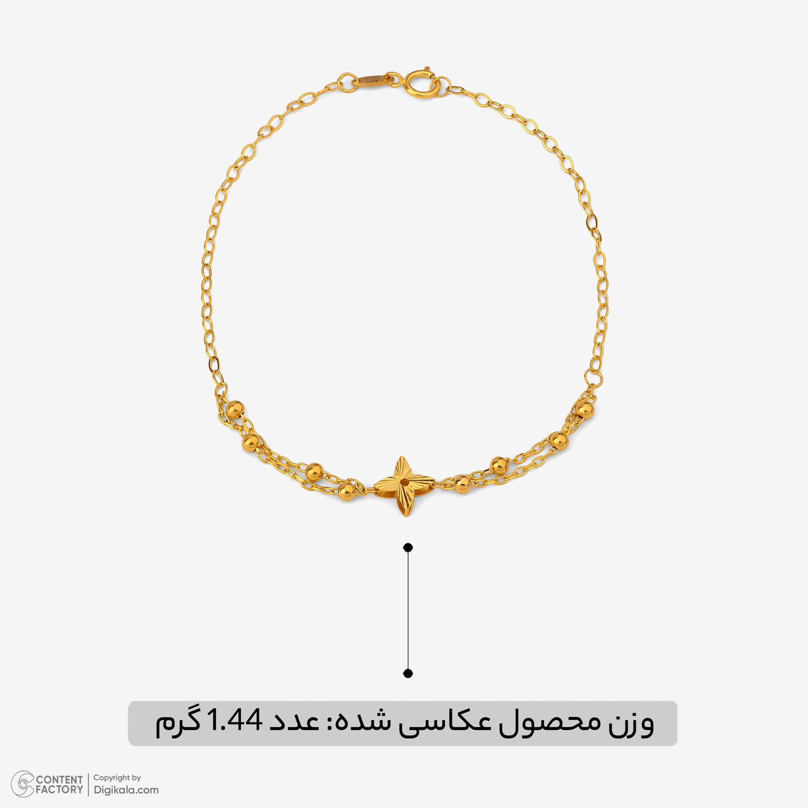 دستبند زنجیری طلا کم اجرت 18 عیار زنانه نگین مدل 100 -  - 5