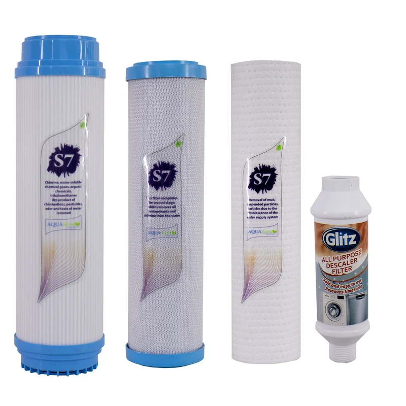 فیلتر دستگاه تصفیه آب آکوآ اسپرینگ مدل F-S7-B3G مجموعه 3 عددی به همراه رسوبگیر گلیتز
