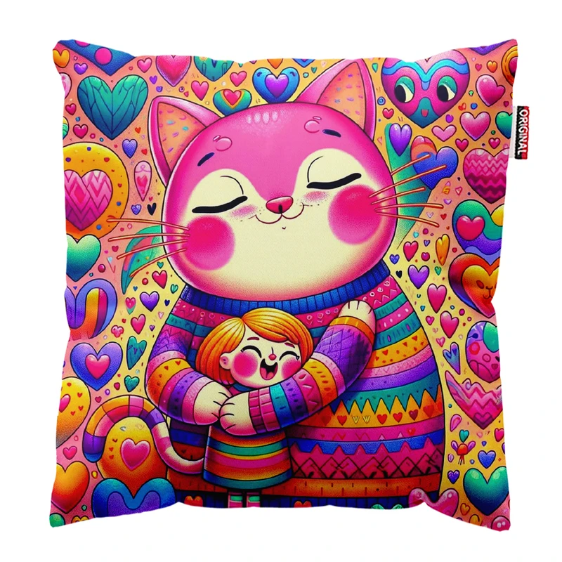 کوسن پاد آفرین مدل گربه کیوت بامزه فانتزی کد PK301973 سایز 30*30 سانتی متر