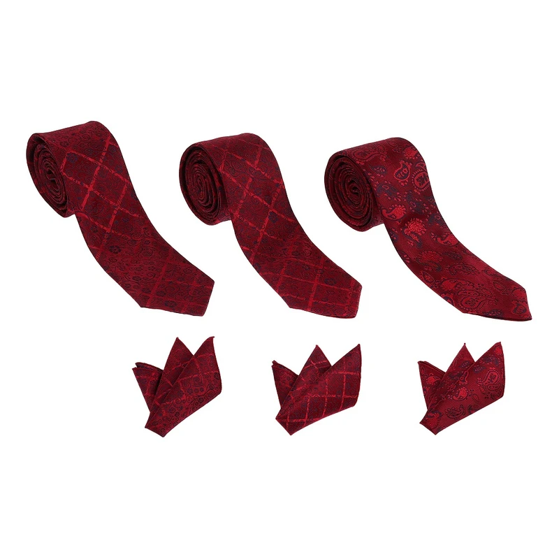 ست کراوات و دستمال جیب مردانه مدل گل و بوته  بسته 3 عددی